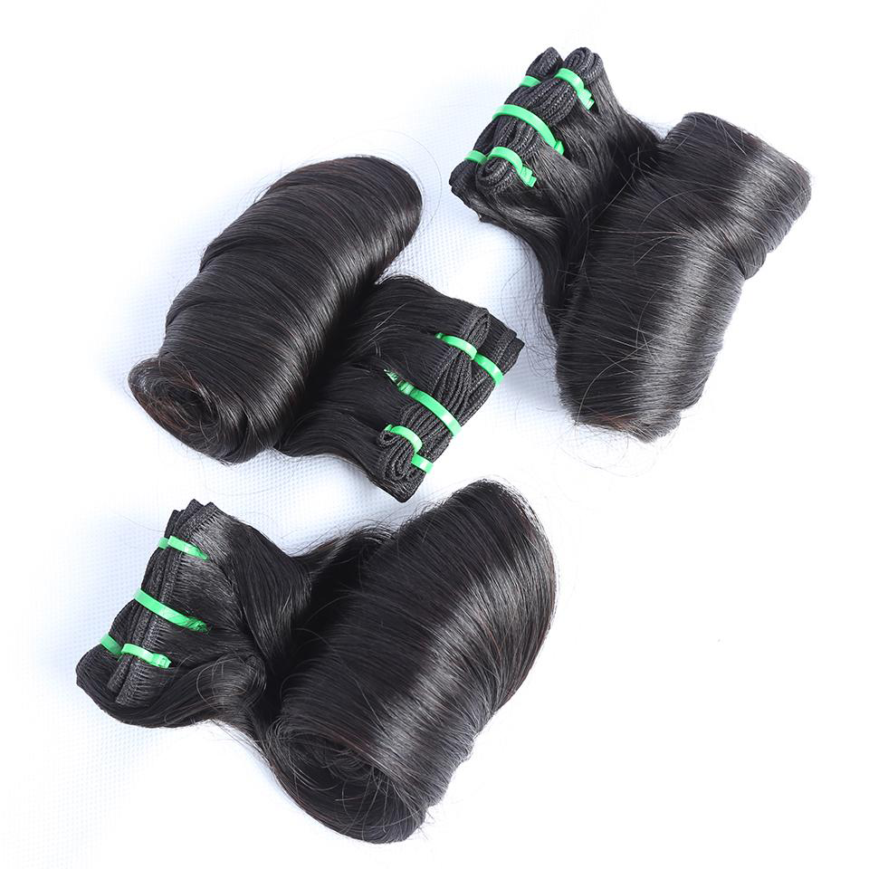 MaBelle Lot de Trois (3) Tissages Double Drawn Egg Curl  Noir 12 à 24 Pouces Fabriqués avec des Cheveux Vierges Top Qualité Provenant d'un seul Donneur