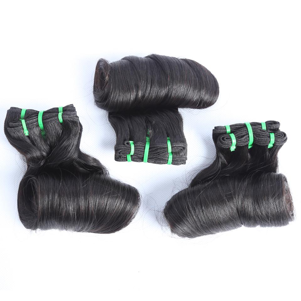 MaBelle Lot de Trois (3) Tissages Double Drawn Egg Curl  Noir 12 à 24 Pouces Fabriqués avec des Cheveux Vierges Top Qualité Provenant d'un seul Donneur