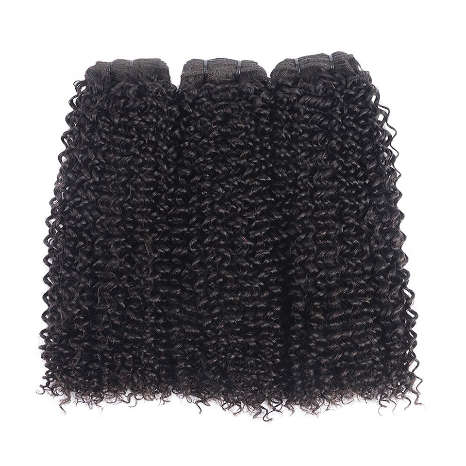 MaBelle Lot de Trois (3) Tissages Double Drawn Jerry Curl  Noir 12 à 24 Pouces Fabriqués avec des Cheveux Vierges Top Qualité Provenant d'un seul Donneur