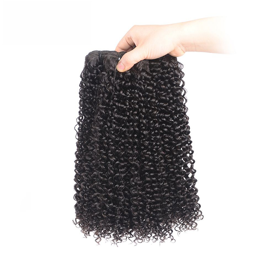 MaBelle Lot de Trois (3) Tissages Double Drawn Jerry Curl  Noir 12 à 24 Pouces Fabriqués avec des Cheveux Vierges Top Qualité Provenant d'un seul Donneur