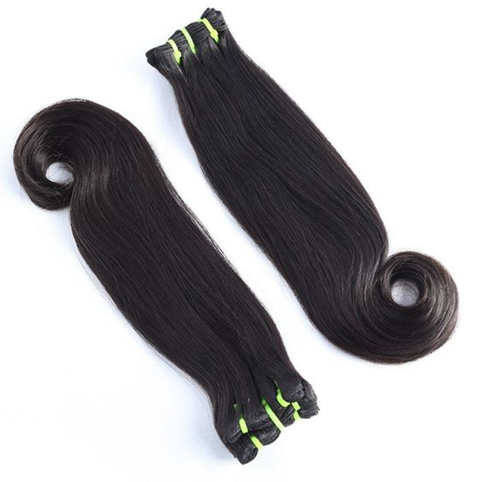 MaBelle Lot de Trois (3) Tissages Double Drawn Fumi Straight  Noir 12 à 24 Pouces Fabriqués avec des Cheveux Vierges Top Qualité Provenant d'un seul Donneur