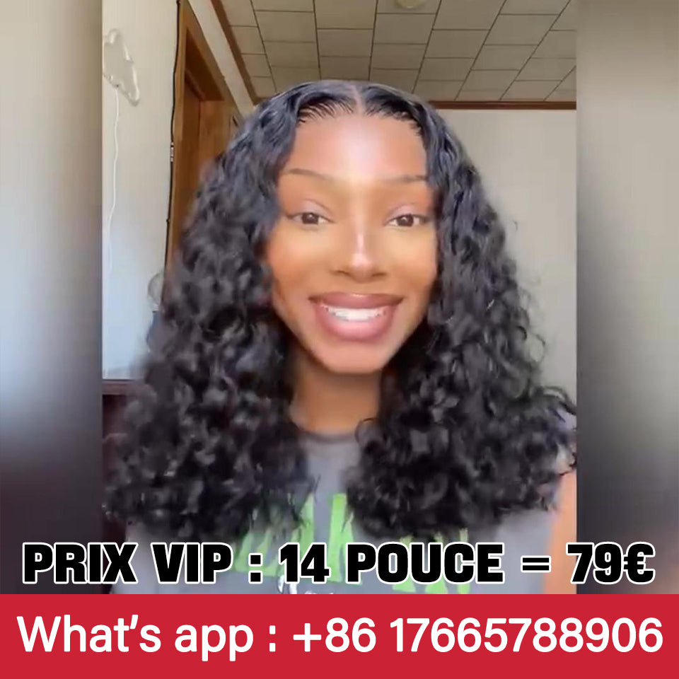 MaBelle Achetez Quatre (4) Perruques Et Le Prix De Cette Perruque Coupe Carrée Deep Lace Closure Couleur Noir 14 Pouces Est De 79€ Seulement