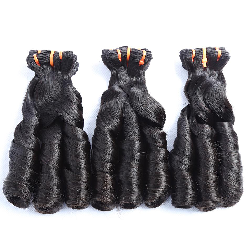 MaBelle Lot de Trois (3) Tissages Double Drawn Fumi Hair  Noir 12 à 24 Pouces Fabriqués avec des Cheveux Vierges Top Qualité Provenant d'un seul Donneur