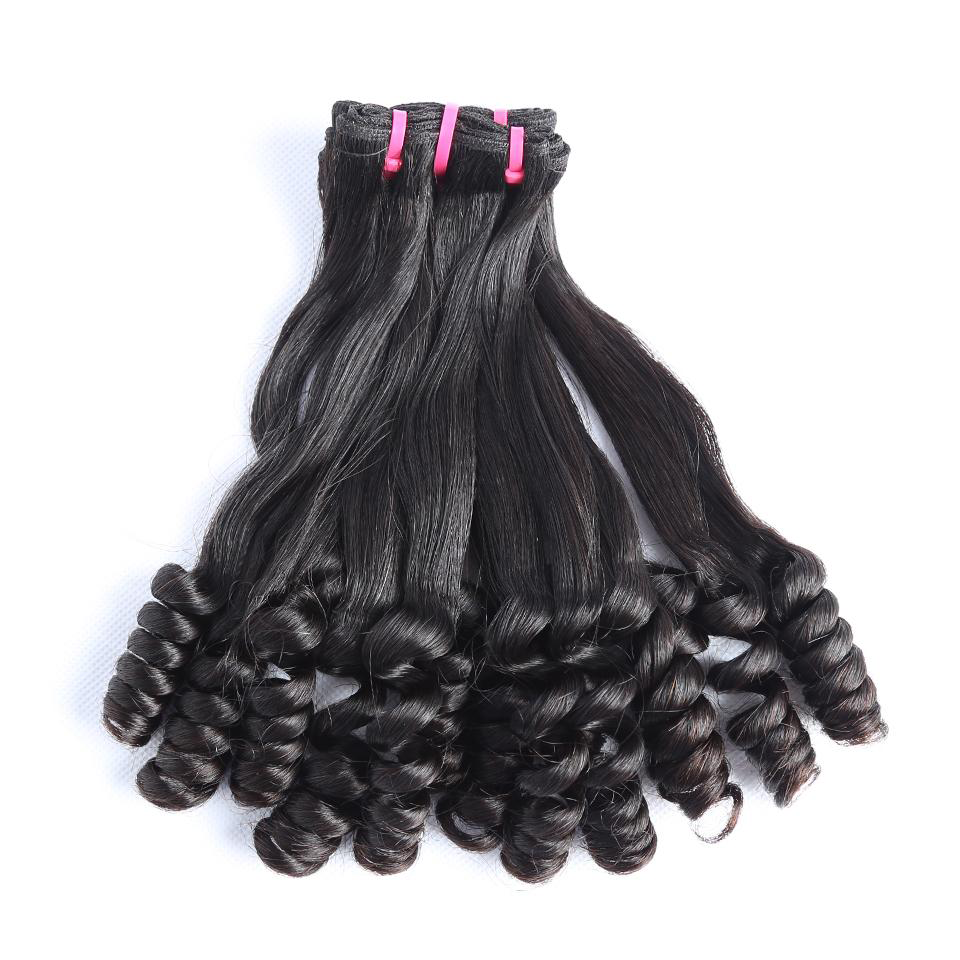 MaBelle Lot de Trois (3) Tissages Double Drawn Fumi Loose  Noir 12 à 24 Pouces Fabriqués avec des Cheveux Vierges Top Qualité Provenant d'un seul Donneur