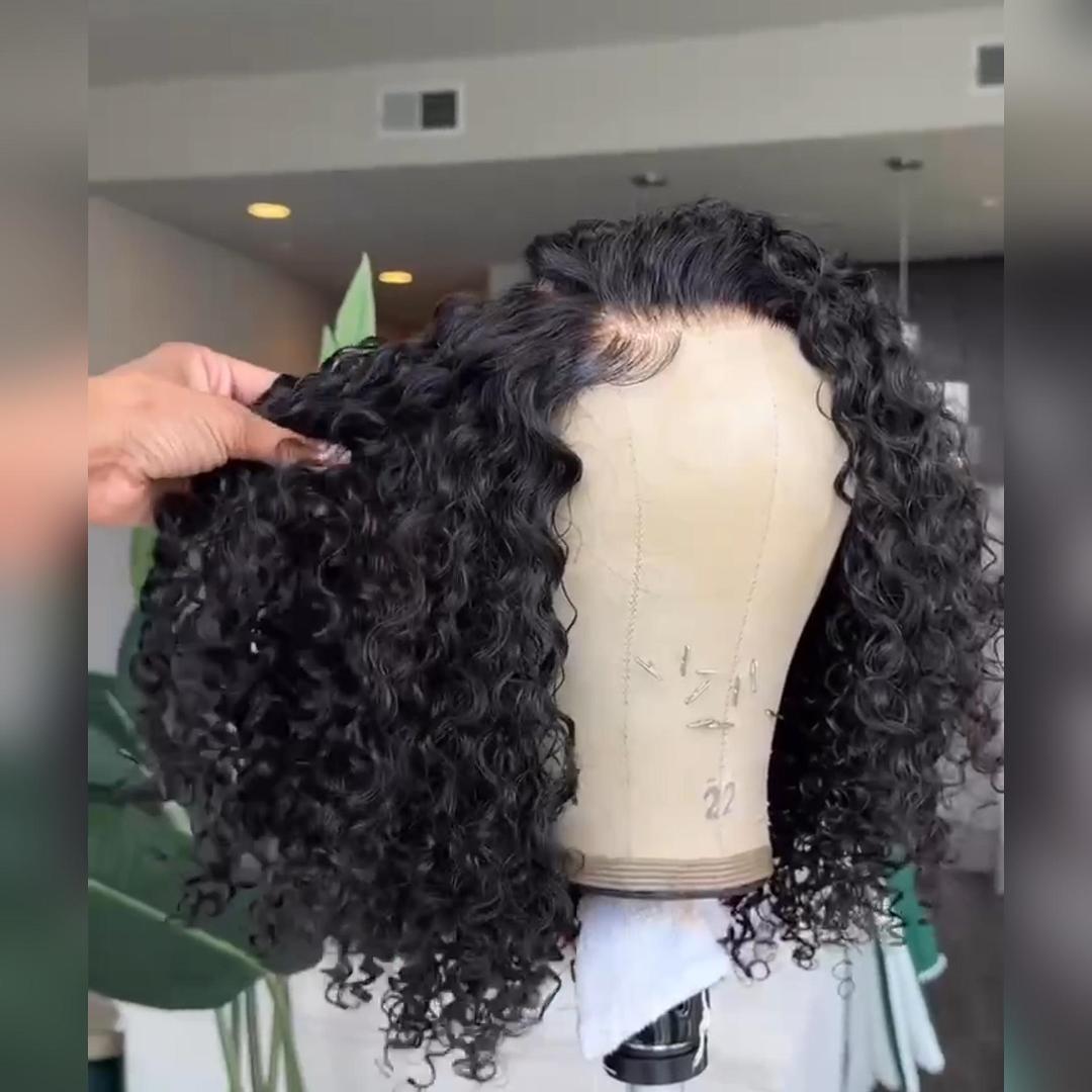 MaBelle Achetez Quatre (4) Perruques Et Le Prix De Cette Perruque Coupe Carrée Deep Lace Closure Couleur Noir 12 Pouces Est De 70€ Seulement