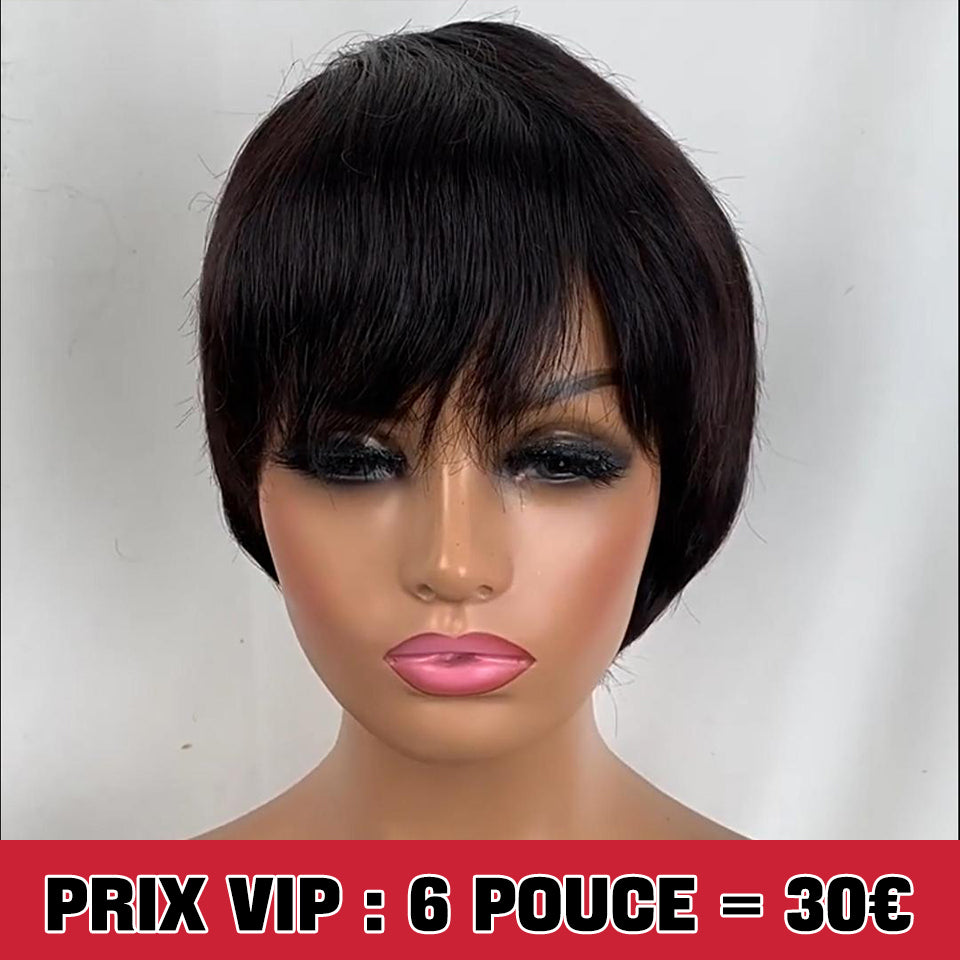 MaBelle Achetez Quatre (4) Perruques Et Le Prix De Cette Perruque Coupe Carrée Pixie Lisse Sans Lace Couleur Noir 6 Pouces Est De 30€ Seulement