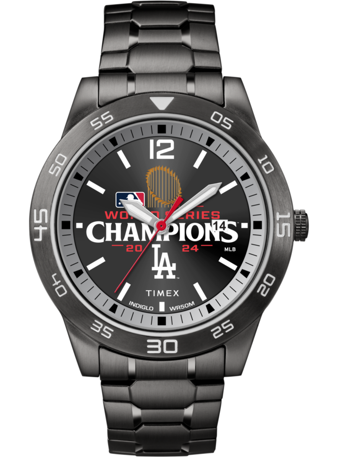 Timex Acclaim Los Angeles Dodgers World Series 42mm Stainless Steel Expansion Band Watch On Sale