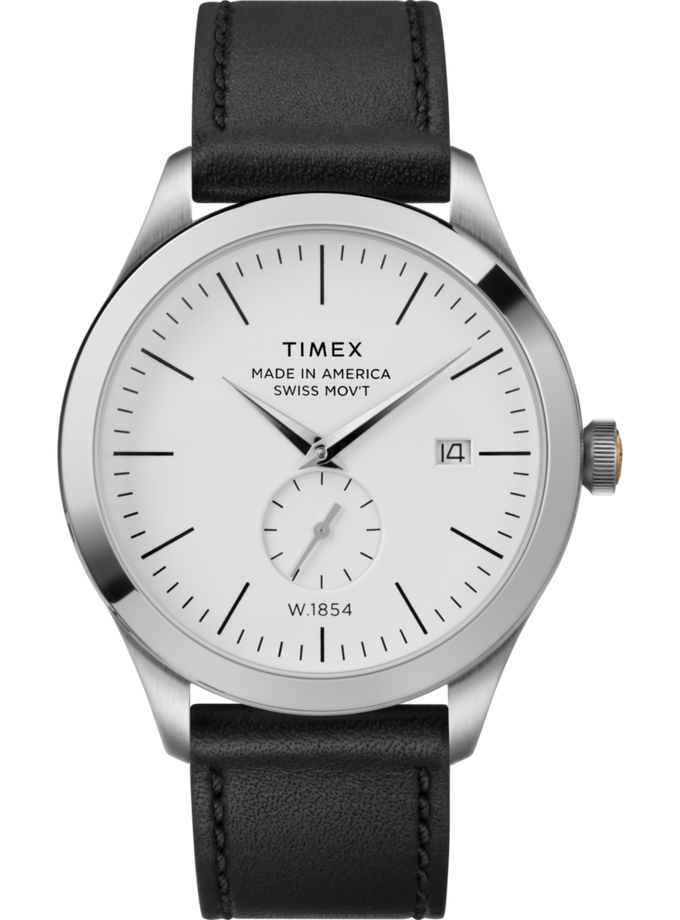 Timex American Documents® 41mm Leather Strap Watch Same Day Delivery