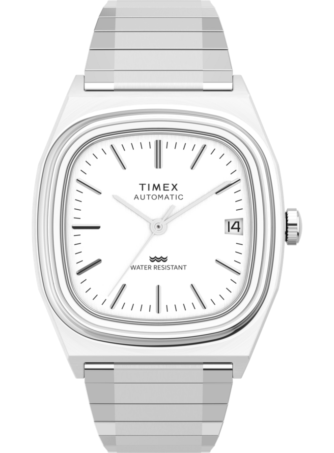 Timex® Automatic 1983 E-Line Reissue 34mm Stainless Steel Expansion Band Watch Best Buy