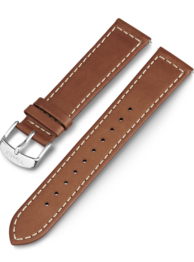 Timex Brown Two-Piece Stitched Leather Strap Free shipping