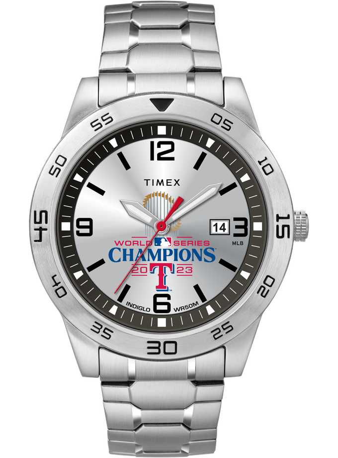 Timex Citation Texas Rangers World Series 42mm Stainless Steel Bracelet Watch On Sale