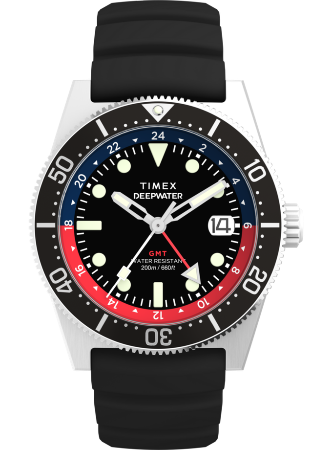 Timex Deepwater Reef 200 GMT 41mm Synthetic Rubber Strap Watch High Quality