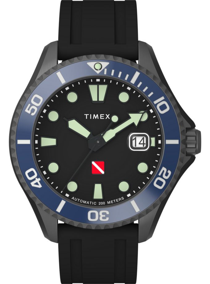 Timex Deepwater Tiburón Automatic 43mm Synthetic Rubber Strap Watch High Quality