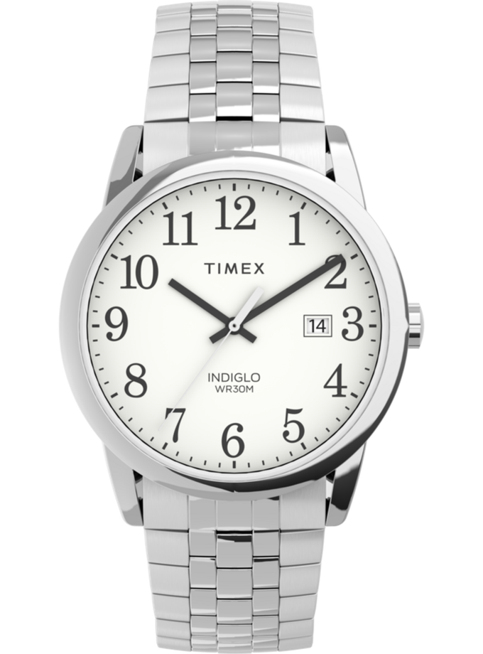 Timex Easy Reader 38mm Stainless Steel Expansion Band Watch with Perfect Fit On Sale