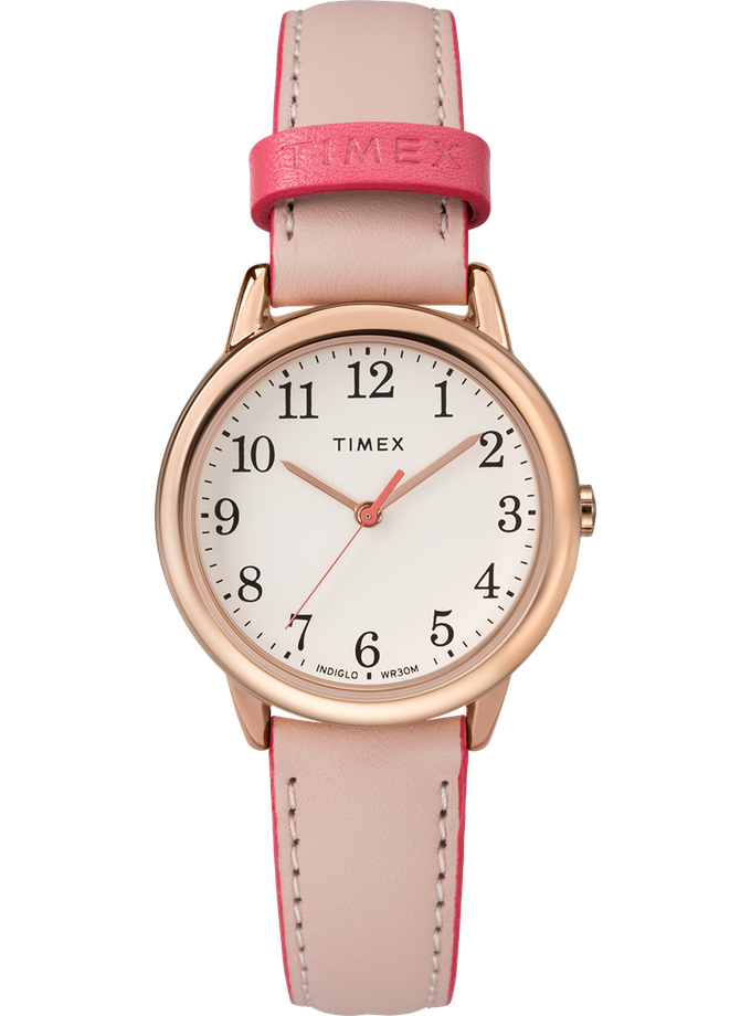 Timex Easy Reader® Color Pop 30mm Leather Strap Watch High Quality