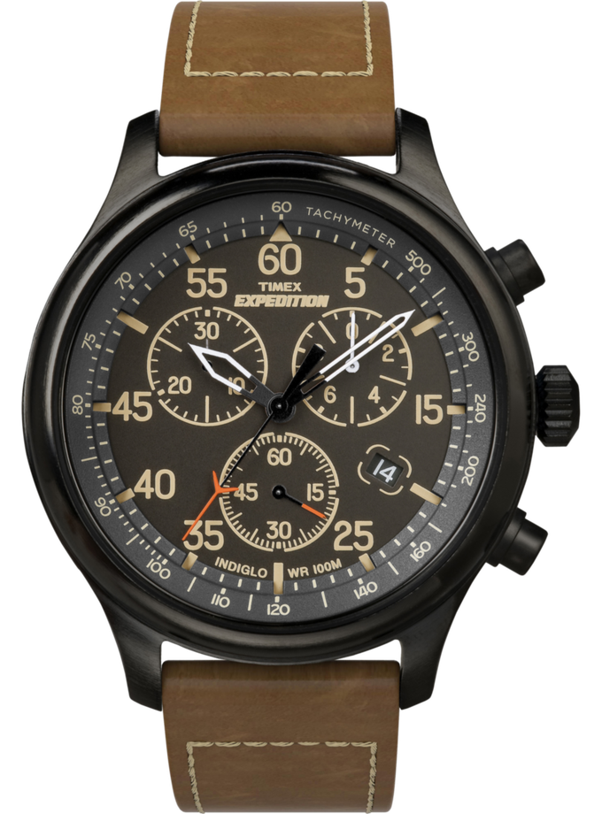 Timex Expedition Field Chronograph 43mm Leather Strap Watch High Quality