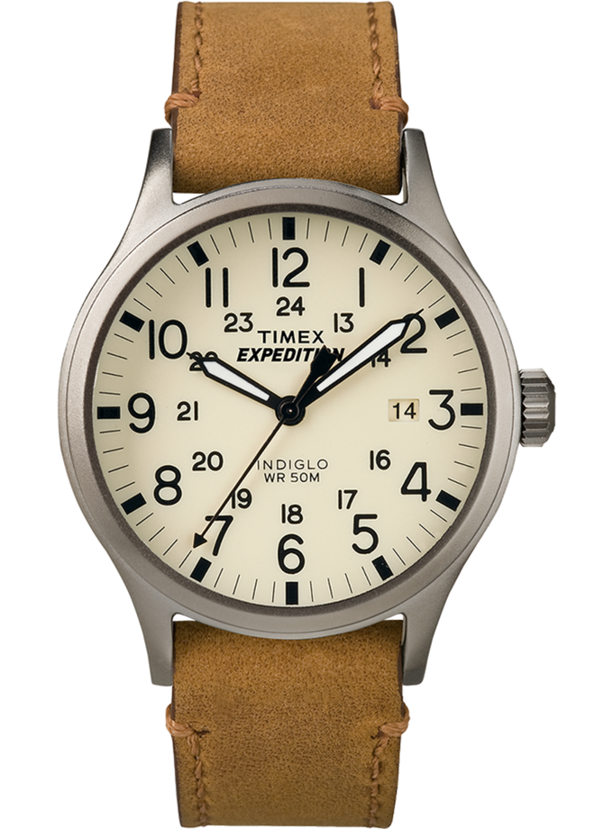 Timex Expedition Scout 40mm Leather Strap Watch On Sale