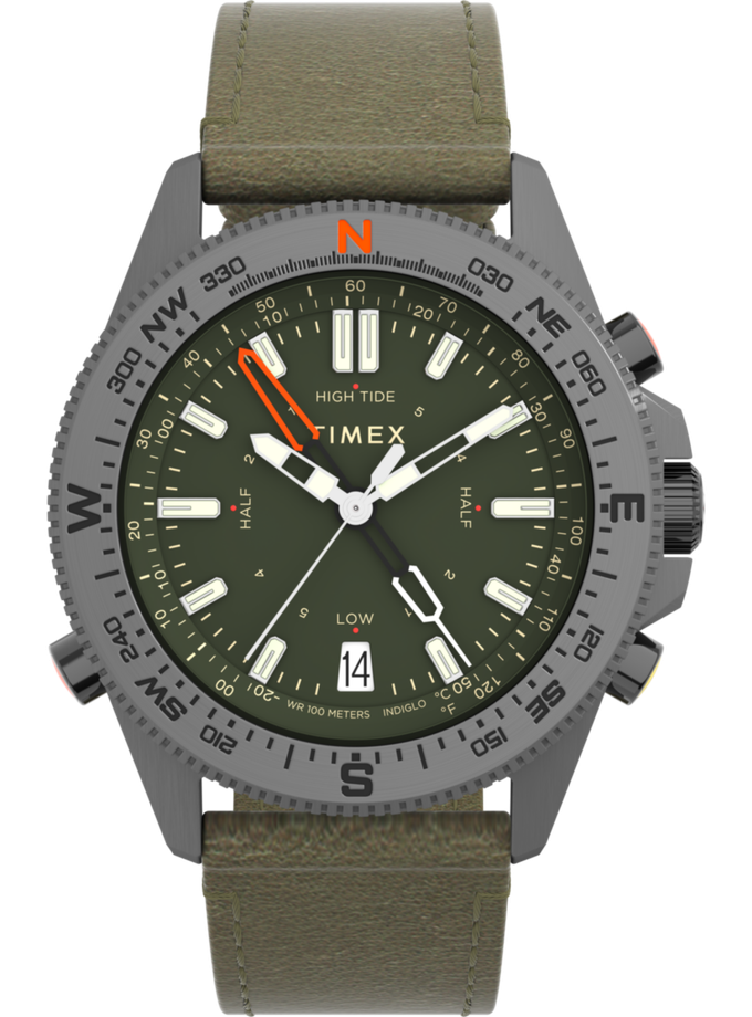 Timex Expedition Tide-Temp-Compass 43mm Leather Strap Watch Same Day Delivery