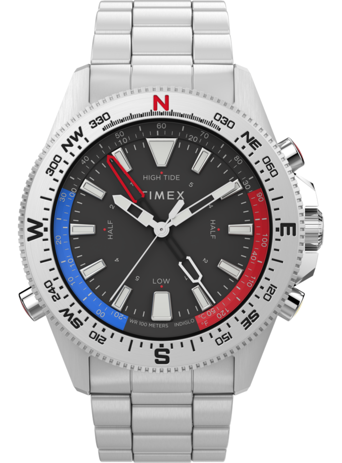 Timex Expedition Tide-Temp-Compass 43mm Stainless Steel Bracelet Watch Same Day Delivery