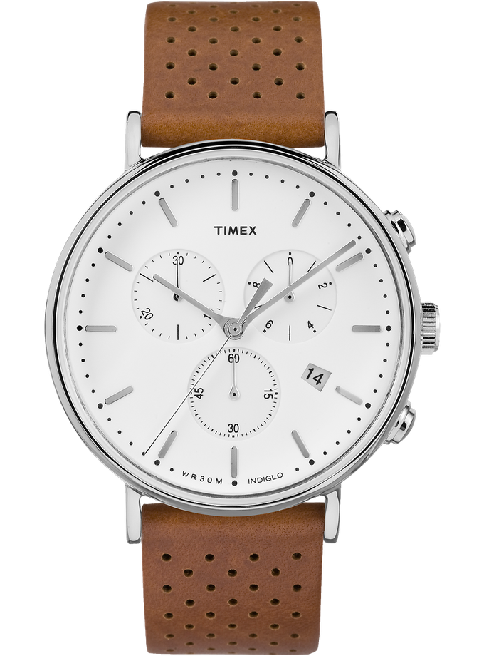 Timex Fairfield Chronograph 41mm Leather Strap Watch On Sale