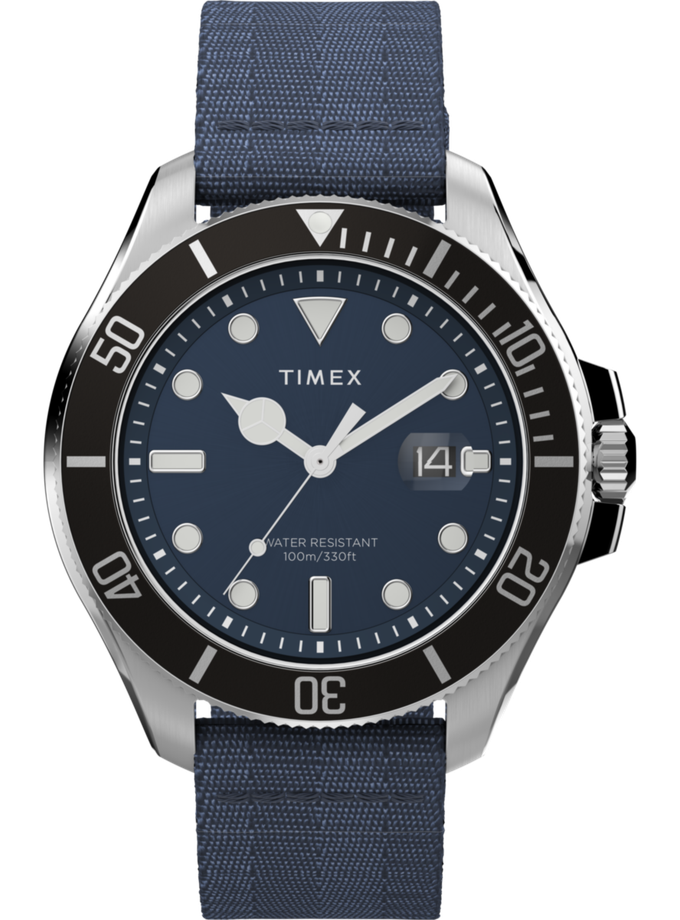 Timex Harborside Coast 44mm Recycled Fabric Strap Watch  For Sale