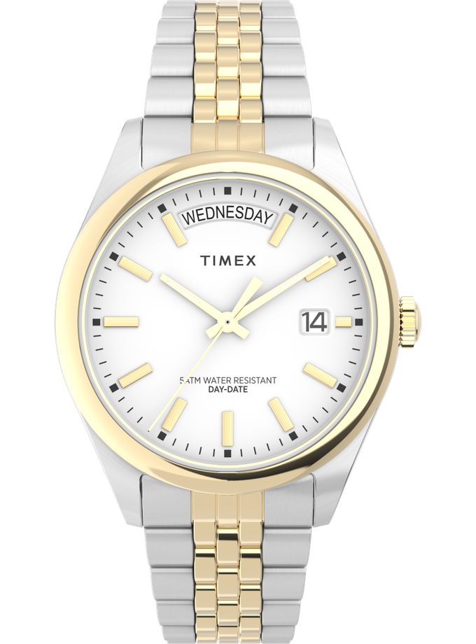 Timex Legacy Day and Date 36mm Stainless Steel Bracelet Watch On Sale