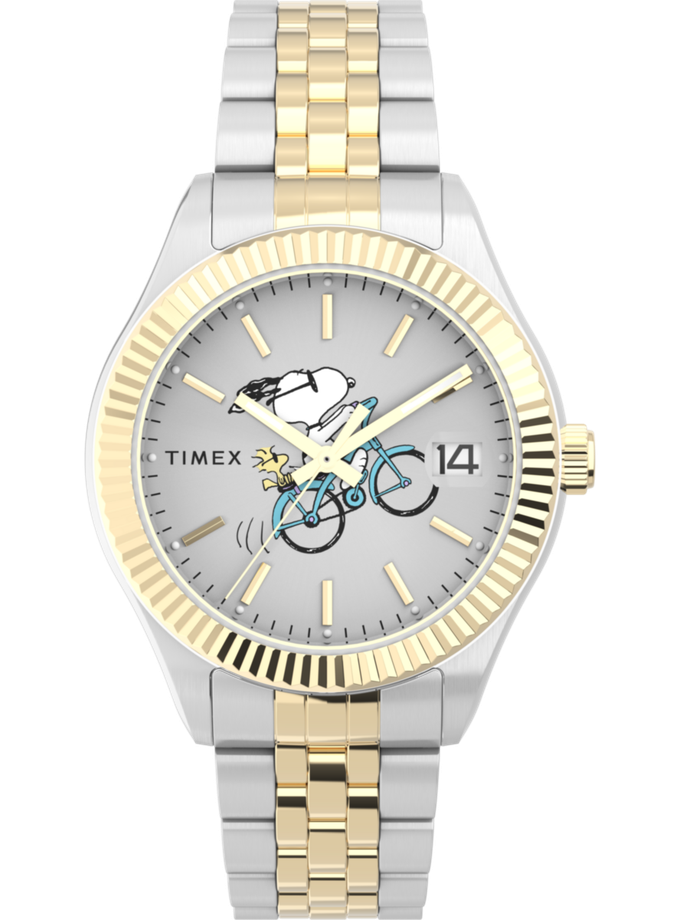 Timex Legacy x Peanuts Bicycle 34mm Stainless Steel Bracelet Watch   High Quality