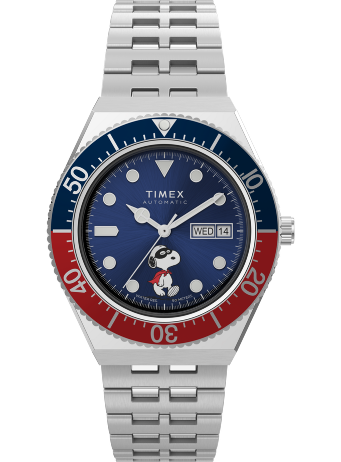 Timex M79 Automatic x Peanuts 40mm Stainless Steel Bracelet Watch On Sale