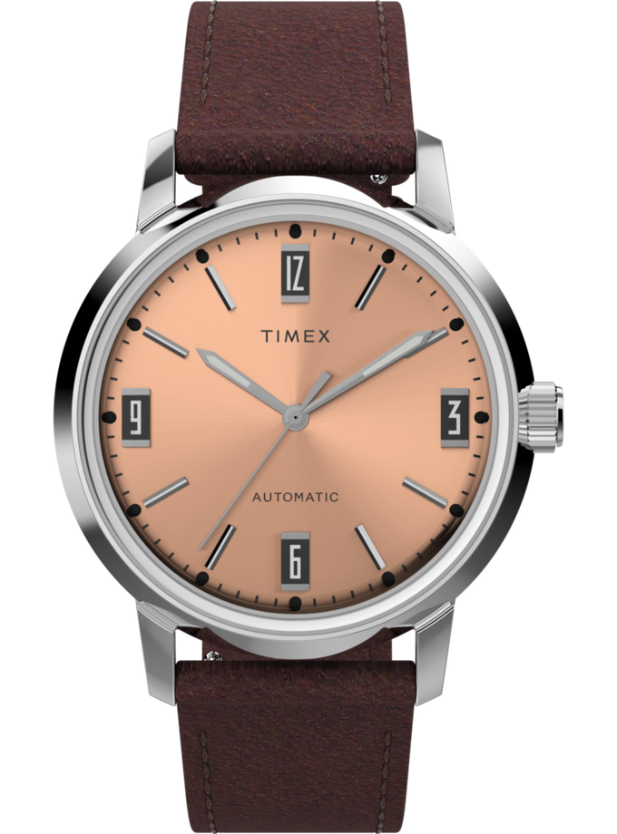 Timex Marlin® Automatic 40mm Leather Strap Watch On Sale