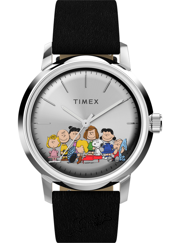 Timex Marlin® Automatic x Peanuts Gang's All Here 40mm Leather Strap Watch Same Day Delivery