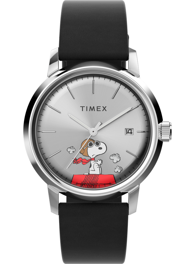 Timex Marlin® Automatic x Peanuts Snoopy Flying Ace 40mm Leather Strap Watch Best Buy