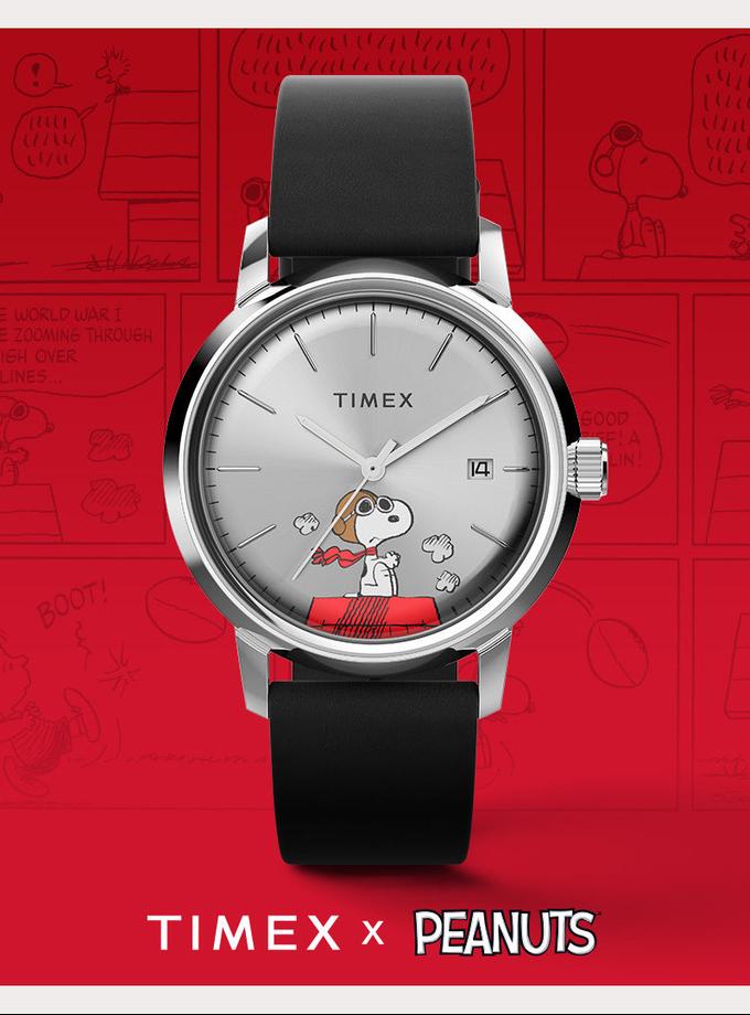 Timex Marlin® Automatic x Peanuts Snoopy Flying Ace 40mm Leather Strap Watch Best Buy