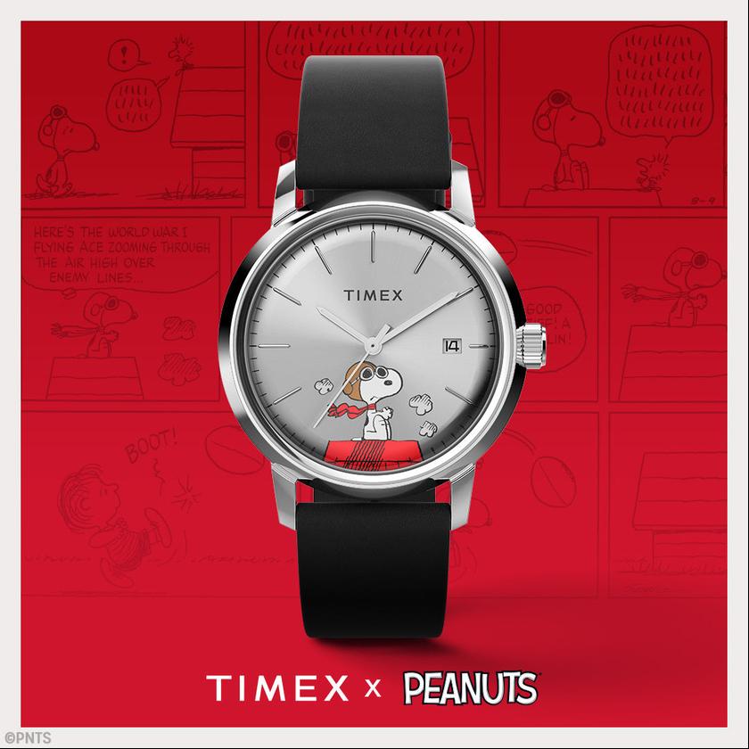 Timex Marlin® Automatic x Peanuts Snoopy Flying Ace 40mm Leather Strap Watch Best Buy