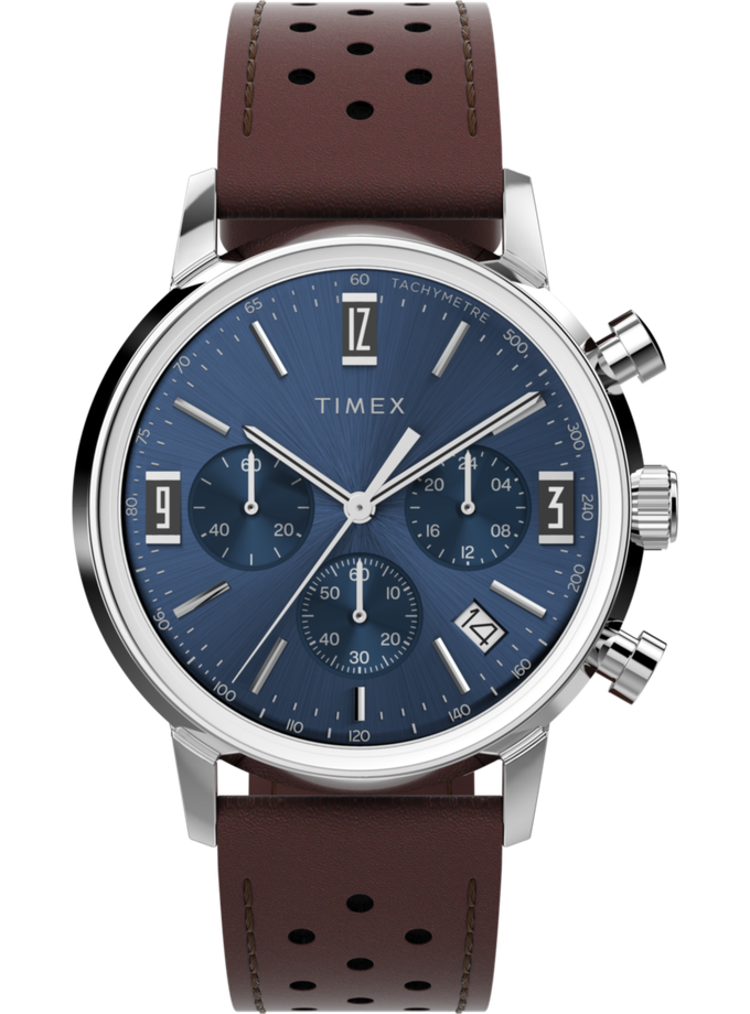 Timex Marlin® Chronograph Tachymeter 40mm Leather Strap Watch For Sale