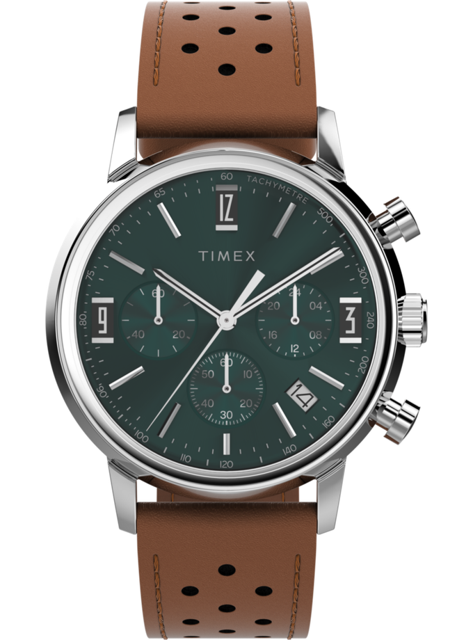 Timex Marlin® Chronograph Tachymeter 40mm Leather Strap Watch Free shipping