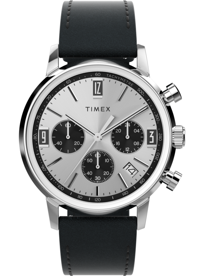 Timex Marlin® Chronograph Tachymeter 40mm Leather Strap Watch On Sale