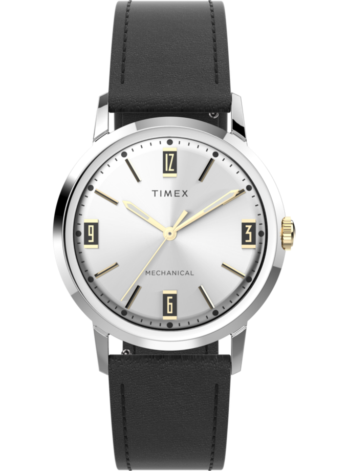 Timex Marlin® Hand-Wound 34mm Leather Strap Watch High Quality