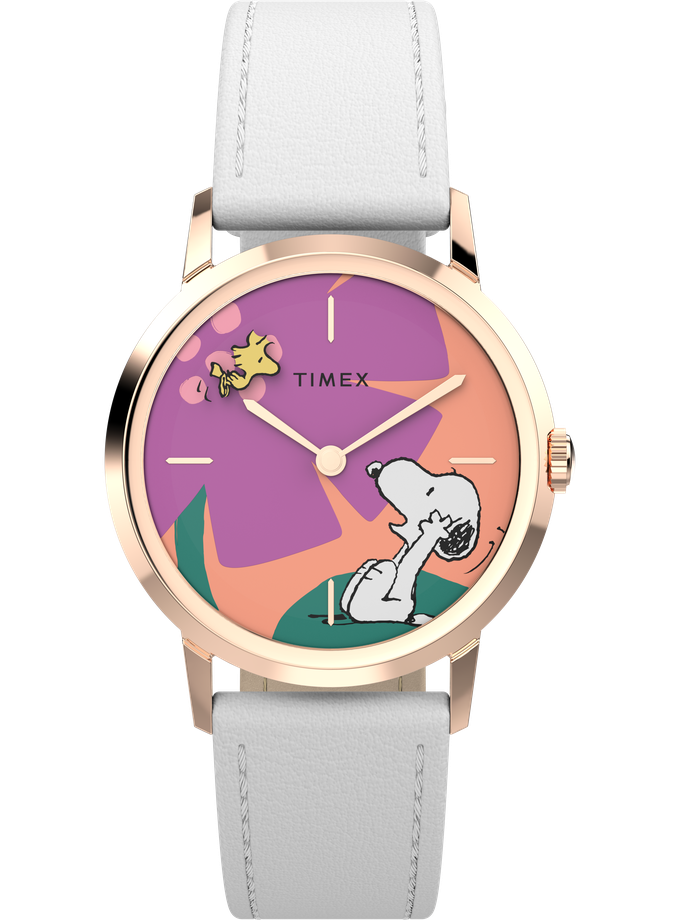 Timex Marlin® Hand-Wound x Snoopy Floral 34mm Leather Strap Watch Best Price