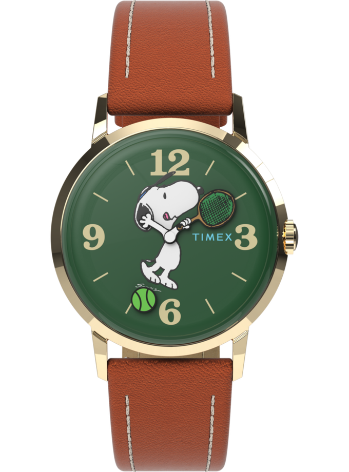 Timex Marlin® Hand-Wound x Snoopy Tennis 34mm Leather Strap Watch Best Price