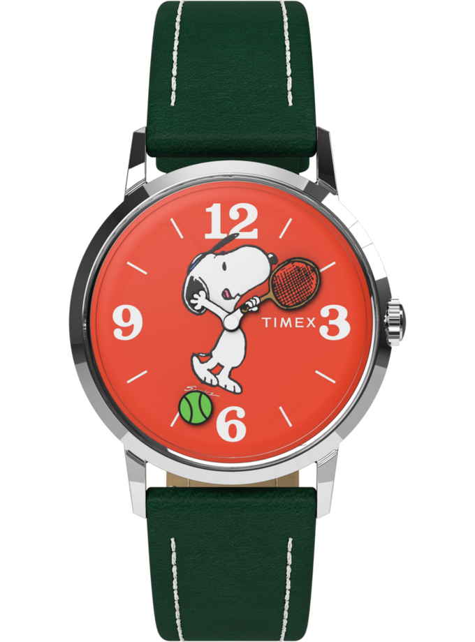 Timex Marlin® Hand-Wound x Snoopy Tennis 34mm Leather Strap Watch New Arrival