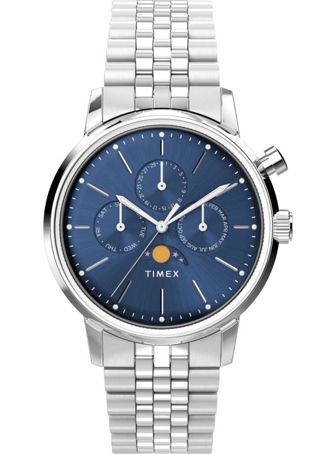 Timex Marlin® Moon Phase 40mm Stainless Steel Bracelet Watch Same Day Delivery