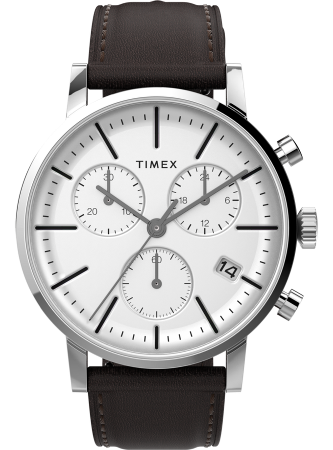 Timex Midtown Chronograph 40mm Leather Strap Watch New Arrival