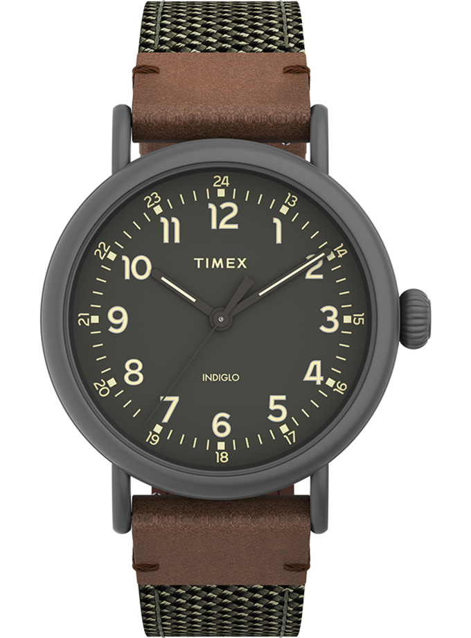 Timex Standard 40mm Fabric and Leather Strap Watch For Sale