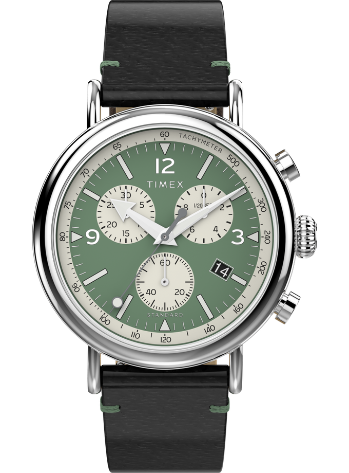 Timex Standard Chronograph 41mm Eco-Friendly Leather Strap Watch New Arrival