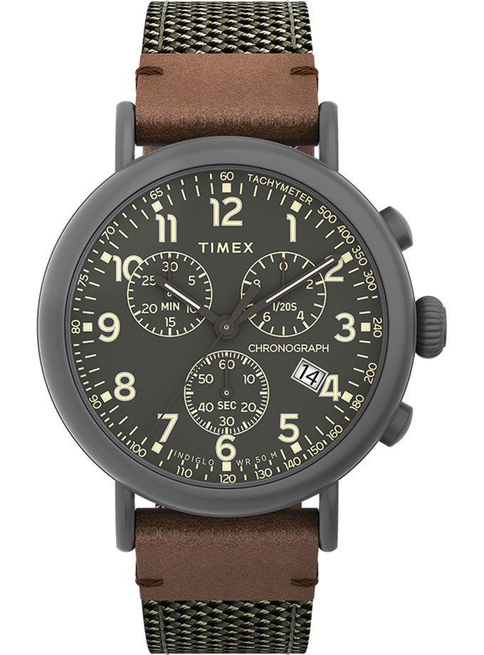 Timex Standard Chronograph 41mm Fabric and Leather Strap Watch Best Price