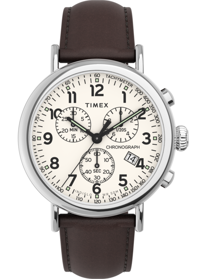 Timex Standard Chronograph 41mm Leather Strap Watch Best Buy