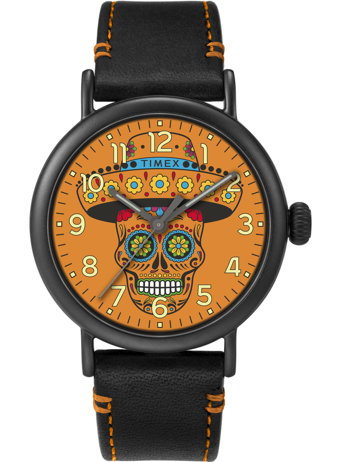 Timex Standard Dia de los Muertos 40mm Leather Strap Watch Best Buy