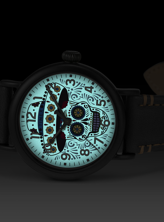 Timex Standard Dia de los Muertos 40mm Leather Strap Watch Best Buy