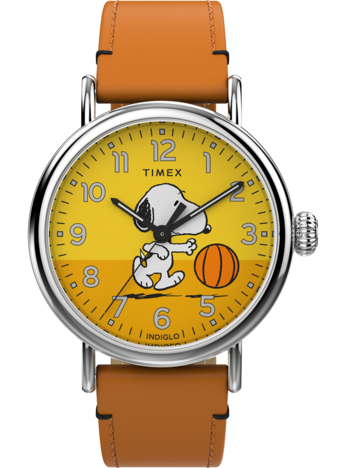 Timex Standard x Peanuts Basketball 40mm Leather Strap Watch Free shipping