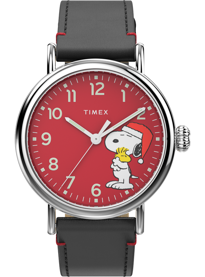 Timex Standard x Peanuts Featuring Snoopy Holiday 40mm Leather Strap Watch Best Buy